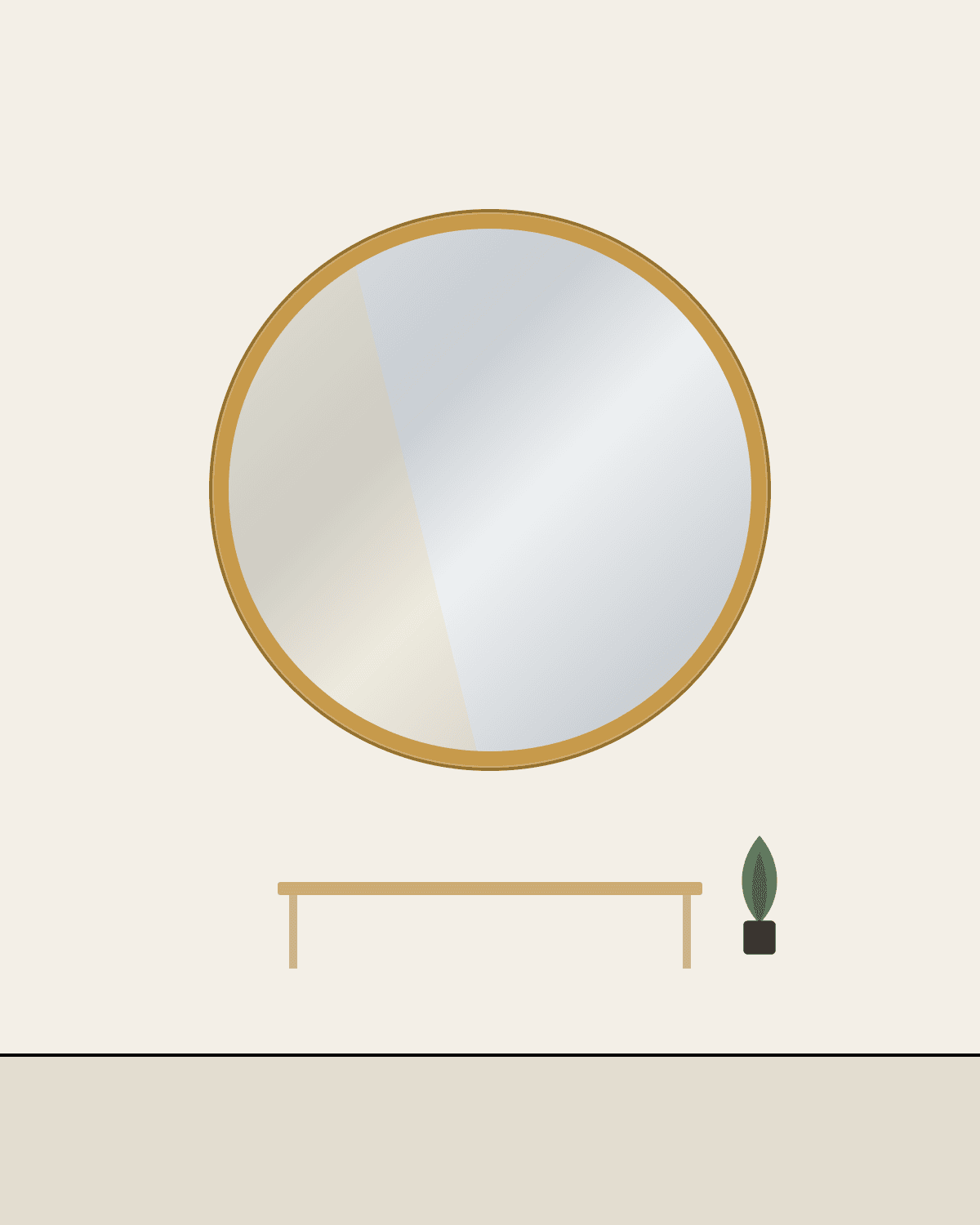 Espejo circular Oro — Recibidor