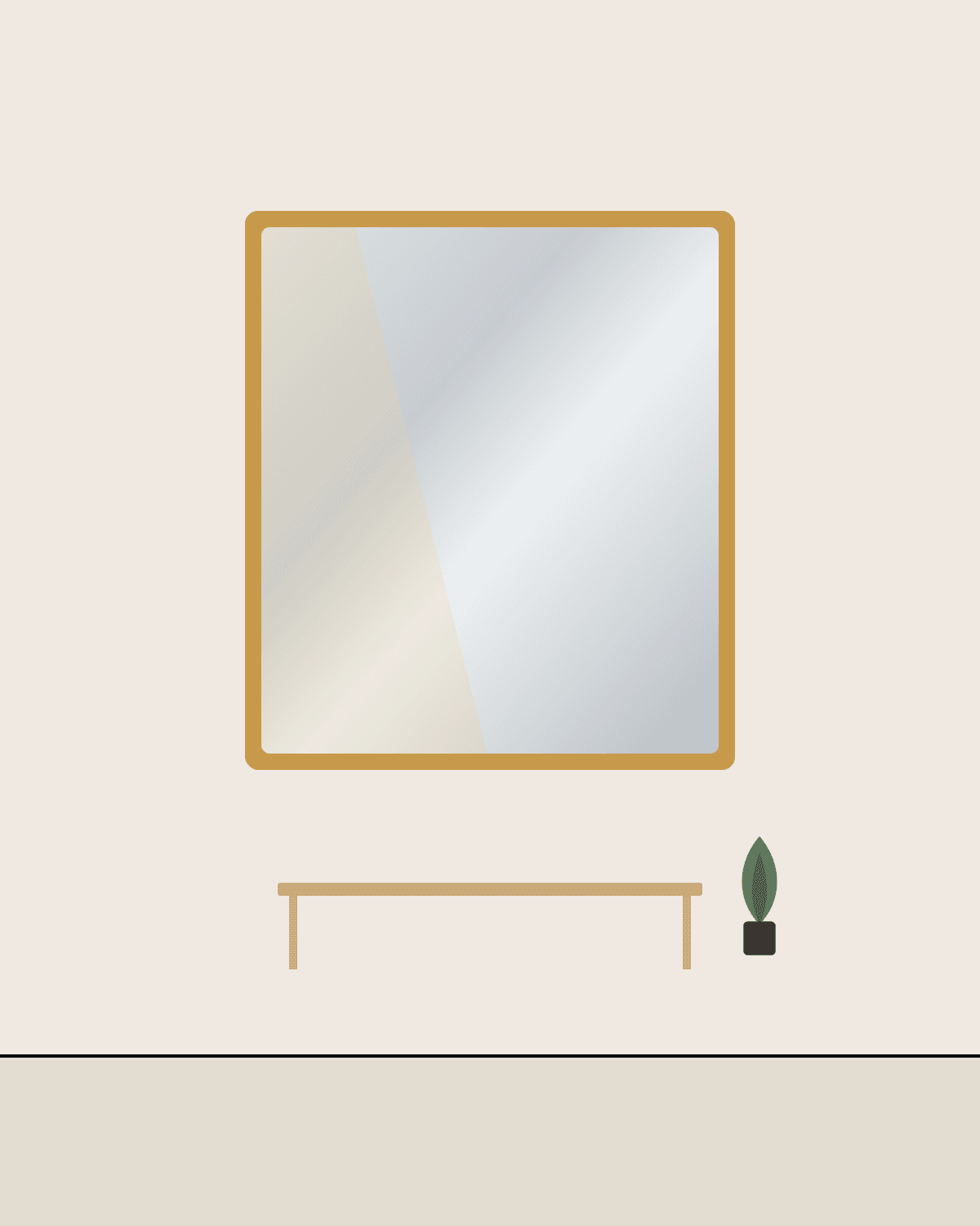 Espejo cuadrado Oro — Comedor